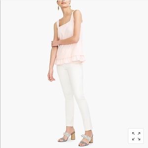 J.CREW Pink Square neck tank top with ruffle hem